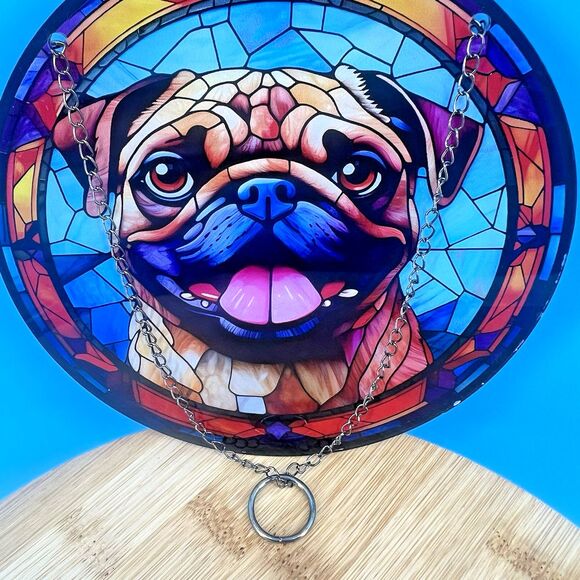Bulldog With It's Tongue Out Suncatcher Double Sided Round Acrylic Decor - Picture 6 of 6